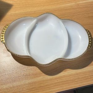 Vintage White Bowl With Gold Trim.